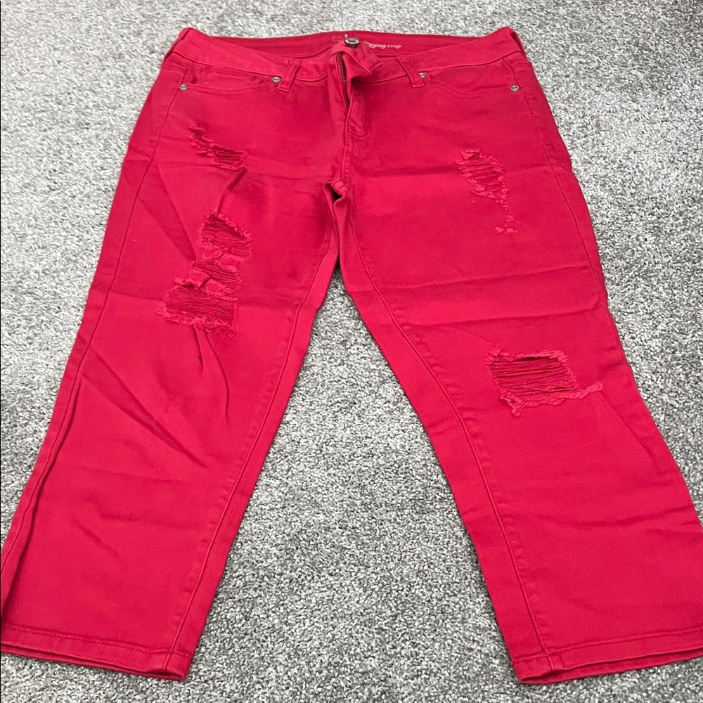 New York & Company Vibrant Red Straight Leg Jeans